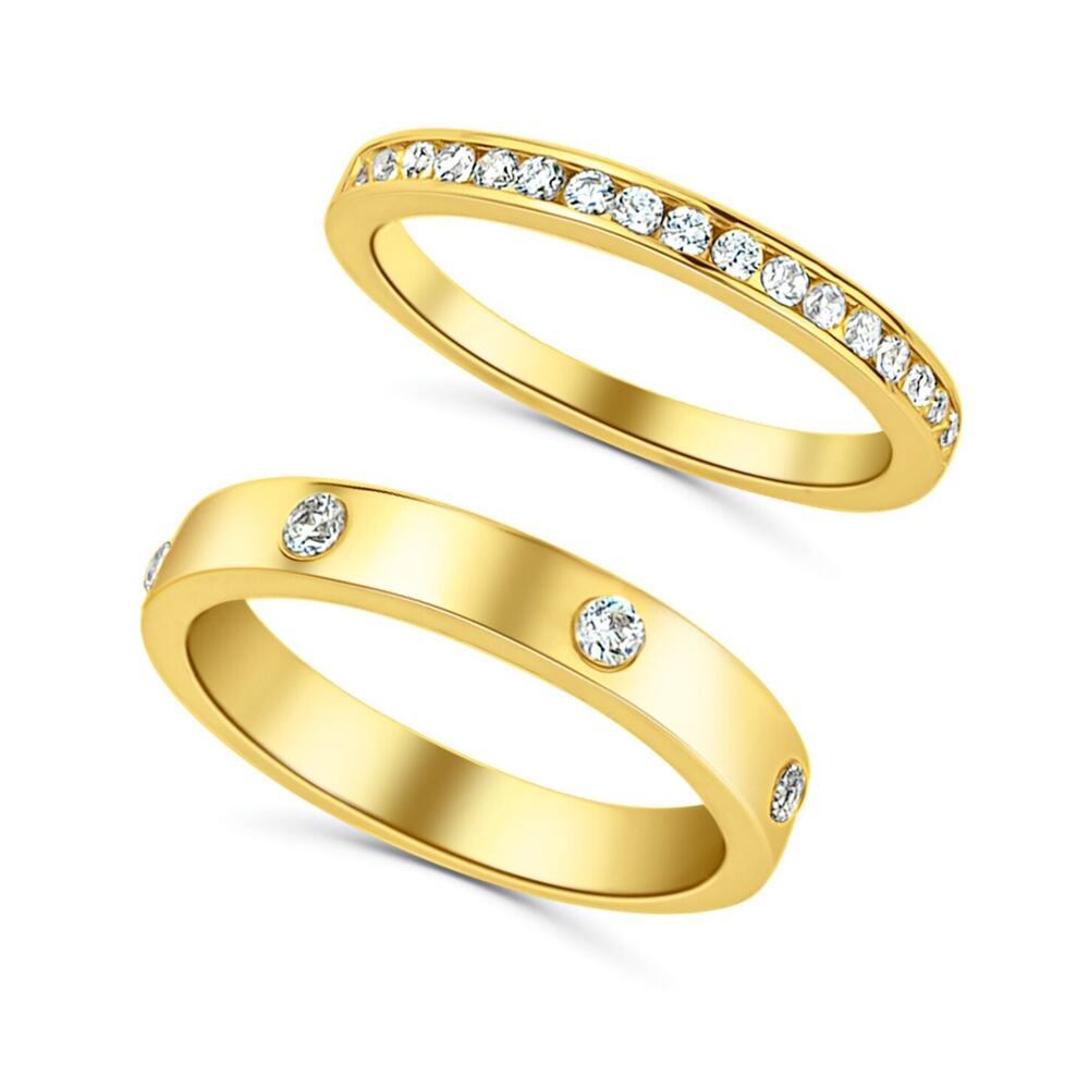 And Now This Cubic Zirconia Duo Band Ring, Set of 2 #77